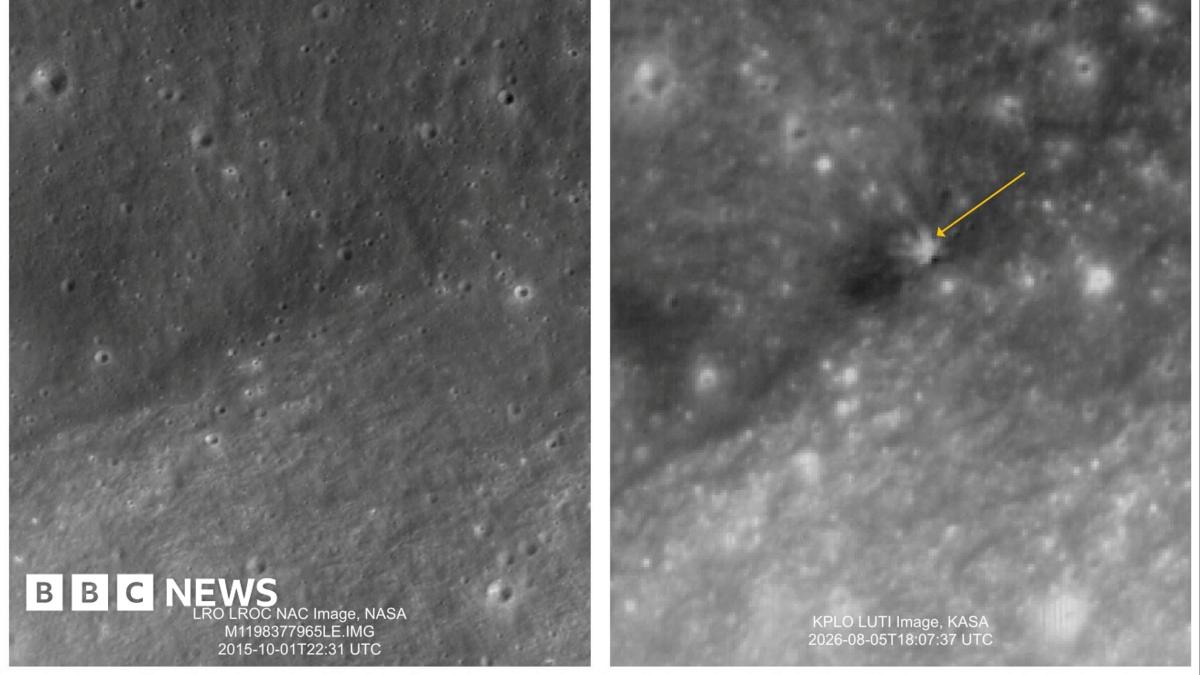 Южнокорейское космическое агентство показало снимки Луны после падения обломков ракеты SpaceX