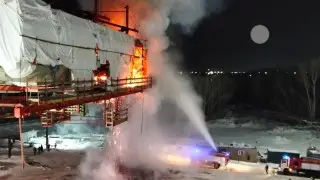 Павлодардағы көпір құрылысы өртке оранды