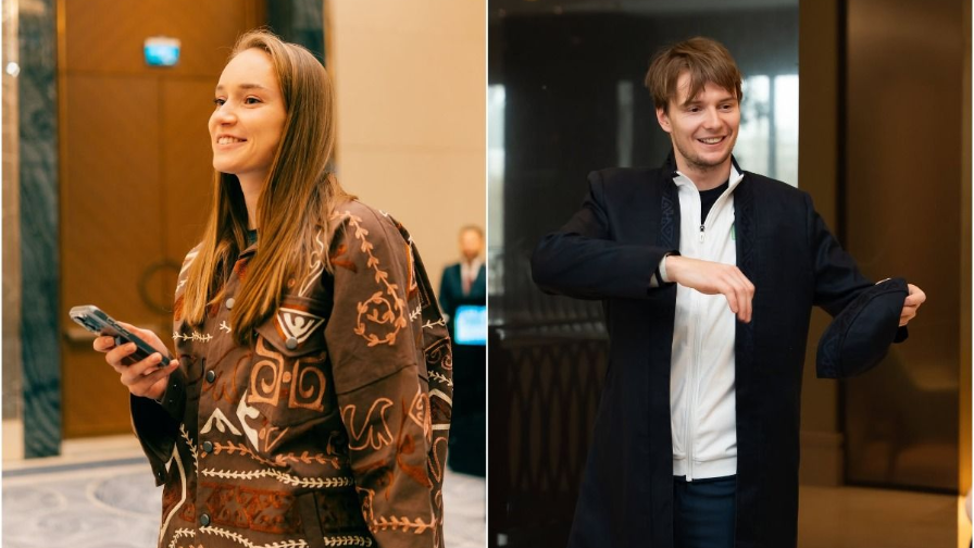 Елена Рыбакина мен Александр Бублик Наурыз тойына ұлттық киім киді
